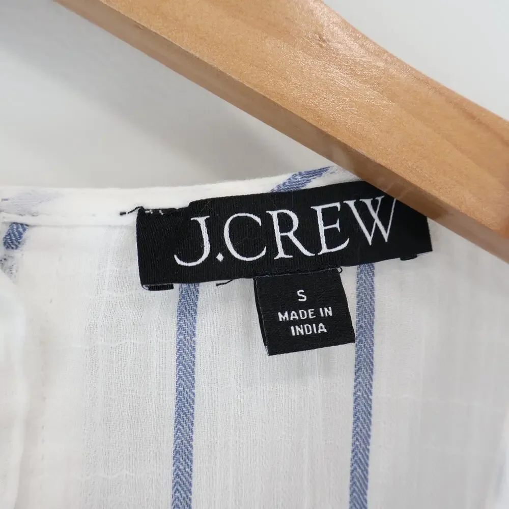 J.Crew Puff Sleeve Stripe Sheer Gauze Ivory Top Size Small NWT